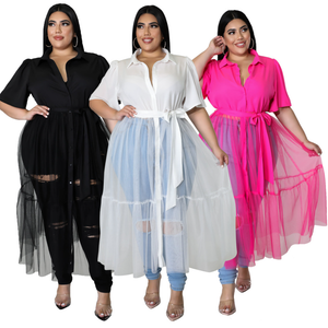 Plus Size Shirt Mesh Dress