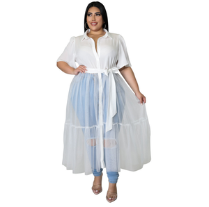 Plus Size Shirt Mesh Dress