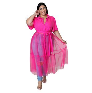 Plus Size Shirt Mesh Dress