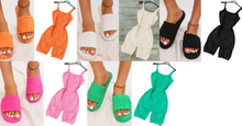 Load image into Gallery viewer, Knit Jumpsuit with Slides Set
