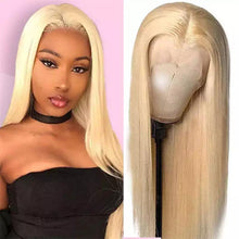 Load image into Gallery viewer, 13X4 Transparent Lace Front Straight Lace Frontal Wig 613 Blonde Human Hair Wigs
