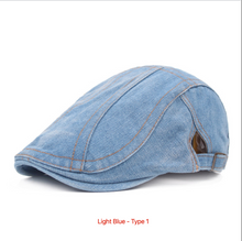 Load image into Gallery viewer, Men&#39;s Denim Beret, Classic Adjustable Cap Ivy Hat
