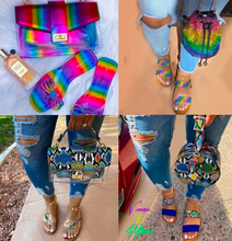 Load image into Gallery viewer, Rainbow Flip Flops Slippers with Bag Sets
