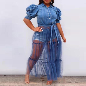 Women Plus Size Jean Shirt Dress