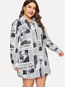 Plus Size Button Shirt Dress