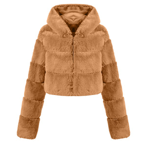 Faux Fur Zipper Short Coat