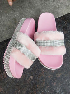 Diamond  fur slipper