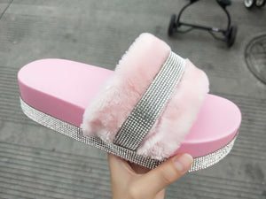 Diamond  fur slipper