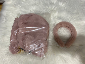 Fur Headband and Heart Bag set