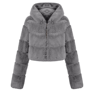 Faux Fur Zipper Short Coat