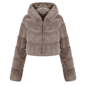 Faux Fur Zipper Short Coat