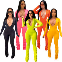 Load image into Gallery viewer, Stacked Women&#39;s Sexy Bodycon Catsuit V Neckline Bodysuit One Piece Jumpsuit
