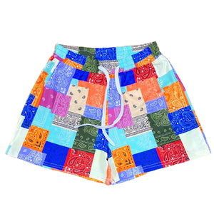 Bandana Pattern Splice Shorts