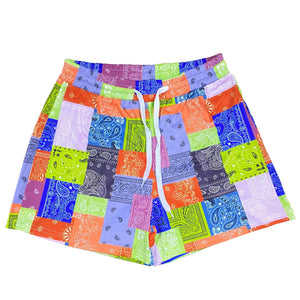 Bandana Pattern Splice Shorts