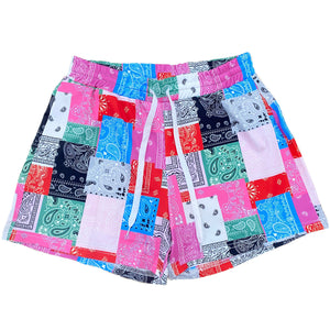 Bandana Pattern Splice Shorts