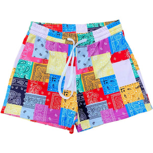 Bandana Pattern Splice Shorts