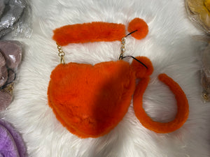 Fur Headband and Heart Bag set