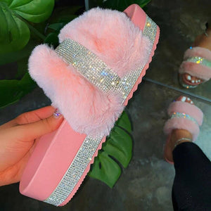 Diamond  fur slipper