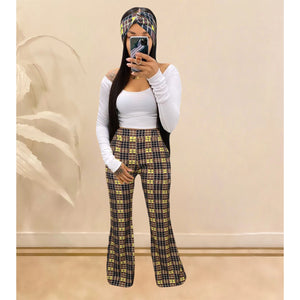 Plaid Bell-Bottoms Pants 3 PCs set