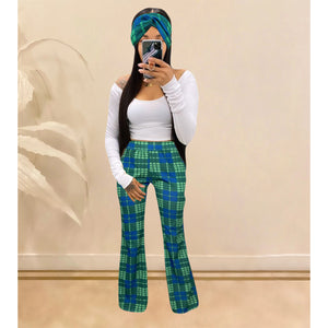 Plaid Bell-Bottoms Pants 3 PCs set