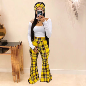 Plaid Bell-Bottoms Pants 3 PCs set