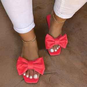 Bow Slippers Open Toe