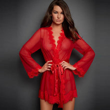 Load image into Gallery viewer, Women Sexy Lace Robe Mesh Nightgown Set
