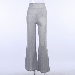 Shiny High Waist Wide Leg Pants