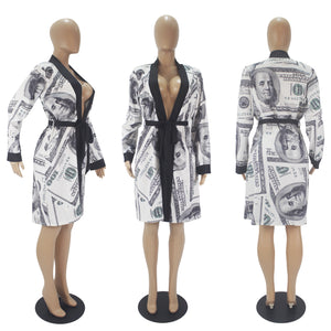 Sexy Dollar Print Robe, Nightgown