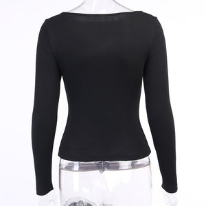 Women Casual Knit Long Sleeve Crop Top T Shirt